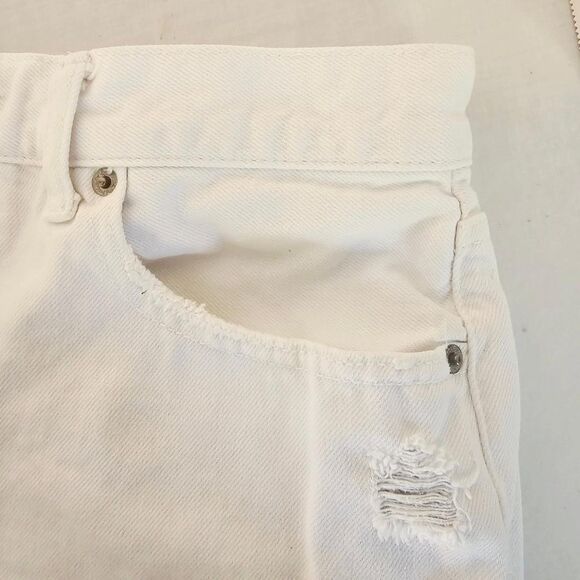 We The Free White Denim Cutoff Shorts Size 30 Raw Hem Distressed High Rise - Picture 5 of 7